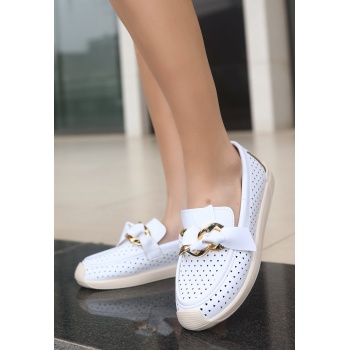 Riwan Beyaz Cilt Babet Ayakkabı - Lisinya