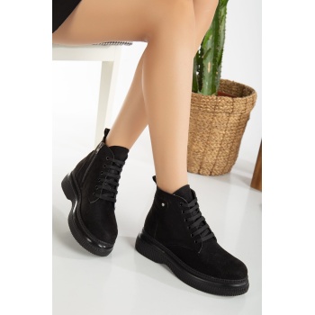 Jiwa Siyah Süet Bağcıklı Bot - Lisinya