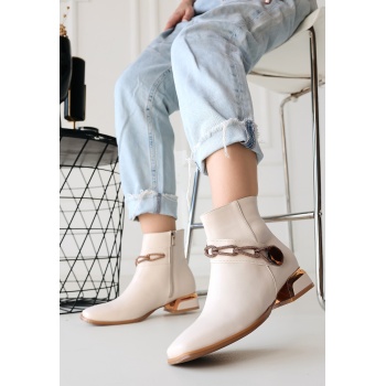 Roxani Bej Cilt Topuklu Bot - Lisinya