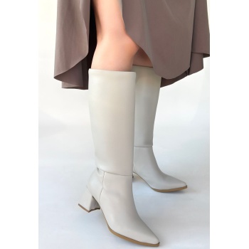 Roksa Ten Cilt Topuklu Çizme - Lisinya