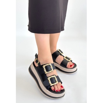 Stan Siyah Cilt Sandalet - Lisinya