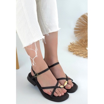 Nordi Kahverengi Cilt Kemerli Sandalet - Lisinya