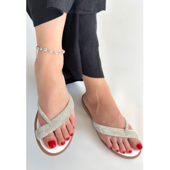 Eday Gümüş Boncuk İşlemeli Terlik - Lisinya