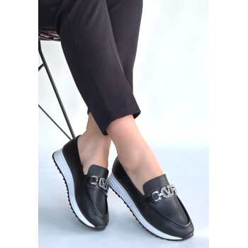 Otra Siyah Cilt Babet Ayakkabı - Lisinya