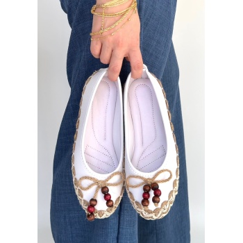 Ilwe Beyaz Cilt Babet Ayakkabı - Lisinya