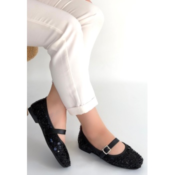 Zaty Siyah Süet Siyah Pullu Babet Ayakkabı - Lisinya