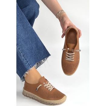 Merja Taba Deri Bağcıklı Spor Ayakkabı - Lisinya