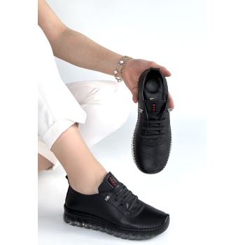 Jiten Siyah Deri Bağcıklı Spor Ayakkabı - Lisinya