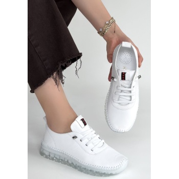 Kitta Beyaz Deri Bağcıklı Spor Ayakkabı - Lisinya