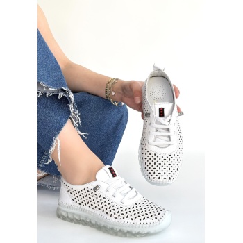 Otja Beyaz Deri Lazerli Bağcıklı Spor Ayakkabı - Lisinya