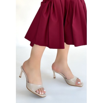 Ribay Bej Rugan Topuklu Terlik - Lisinya