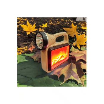 Güneş Enerjili ŞÖMİNELİ Çok Fonksiyonlu Çift Işık Kaynağı USB Şarjlı SOLAR EL FENERİ ( Lisinya )