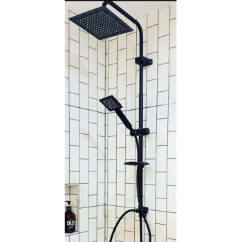 Siyah Kare Duş Seti, Tepe Yağmurlama Duş Başlığı, Ekstra Büyük Robot Duş Sistemi ( Lisinya )