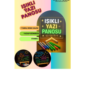 Neon Işıklı 7 Renk Işık Boyama Kalemli Led Resim Panosu Boyama Tahtası Kalemleri 20 X 20 - Lisinya