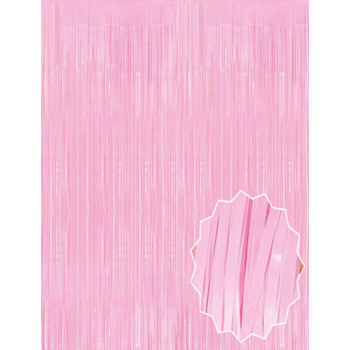 Soft Pembe Püsküllü Kapı Perdesi - Parti, Baby Shower, Cinsiyet Partisi 1x2 M - Lisinya