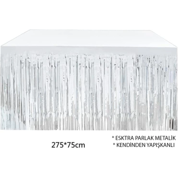 Gümüş Metalize Masa Eteği 275x75 Cm – Kendinden Yapışkanlı - Lisinya