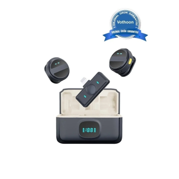 2 Adet Profesyonel Kablosuz Yaka Mikrofonu Lighting Uyumlu Manyetik Klipsli - Lisinya