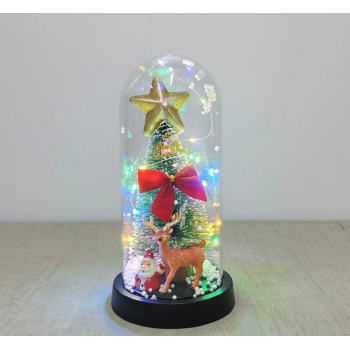 Yılbaşı Temalı Işıklı  Dekoratif Cam Fanus Alk5080 - Lisinya