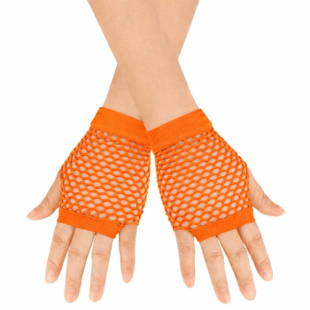 80’ler 90’lar Retro Neon Turuncu File Parmaksız Kısa Eldiven 11 Cm - Lisinya
