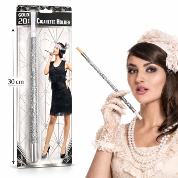 30 Cm Gümüş Payetli Tutacağı – 1920’ler Gatsby Parti Aksesuarı - Lisinya