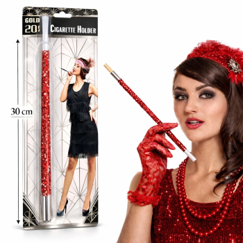 30 Cm Kırmızı Payetli Tutacağı – 1920’ler Gatsby Parti Aksesuarı - Lisinya