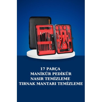 17 Parça Manikür Seti Taşınabilir Özel Çantalı El ve Ayak Bakımı Tırnak Batığı Temizleme - Lisinya