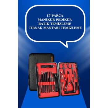 17 Parça El Ayak Bakım Seti Tırnak Temizleme Manikür Pedikür Cımbız Törpü Tırnak Makası - Lisinya