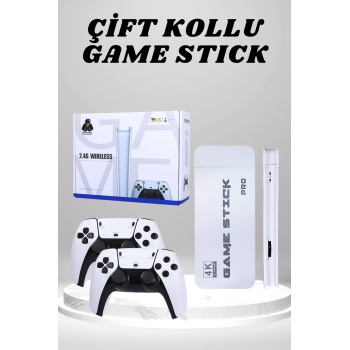 4K HD Görüntü Kaliteli Retro Game Stick 20000 Oyunlu Çift Kollu Beyaz Game Stick - Lisinya