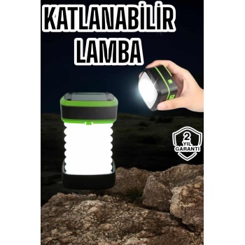 Katlanabilir Kamp Lambası Solar Fener Görünümlü 3 Kademeli Şarjlı - Lisinya