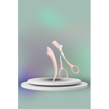 Taraklı Kaş Bıyık Makası Ve Kaş Ustura Seti Kaş Bıyık Tüy Alma Epilasyon Aleti 2li Set - Lisinya