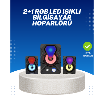 RGB Işıklı USB Hoparlör Seti 9W Çıkış Gücü Derin Bas - Lisinya