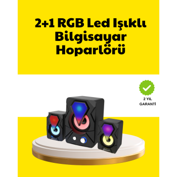 2.1 USB Bağlantılı Oyun Hoparlörü Renkli LED Işıklı - Lisinya