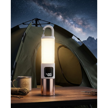 USB Şarjlı Kamp Feneri Çift Işık Kaynağı 500 Lümen Güç Ekranlı Taşınabilir LED Aydınlatma - Lisinya