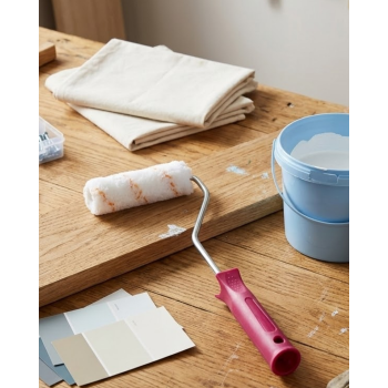 Mini Boya Fırça Seti 10 Cm Rulo Fırça 6 Adet Yedek Rulo Hediyeli Duvar Boyama Aparatı - Lisinya