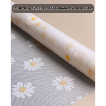 10 Metre Papatya Desenli Kaymaz Çok Amaçlı Dolap İçi Örtü - Lisinya