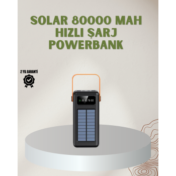 Powerbank Solar Fenerli Çoklu Kablolu Taşınabilir Şarj Aleti - Lisinya