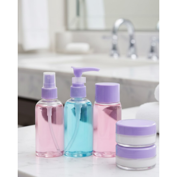Taşınabilir 5’li Seyahat Banyo Seti Şeffaf Kozmetik Kapları - Lisinya