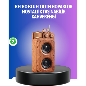 Vintage Tasarımlı Bluetooth Hoparlör Uzun Pil Ömürlü ve FM Destekli - Lisinya