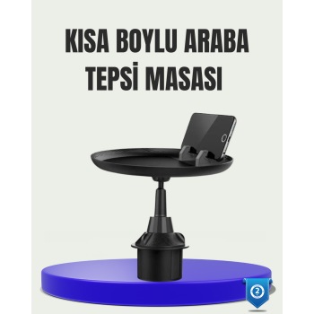 360° Döner Araç Bardaklık Tepsisi Geniş Yemek Alanlı Telefon Standlı - Lisinya