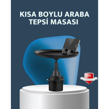 Araç İçi 360° Ayarlanabilir Bardaklık Tepsisi Geniş Yüzeyli ve Telefon Standlı - Lisinya
