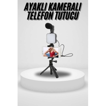 Akıllı Telefon Vlog Kiti Tripod Mini Mikrofonlu Telefon Tutucu - Lisinya