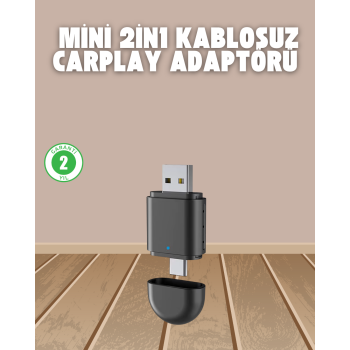 Kablosuz CarPlay Adaptörü – USB-A & Type-C Uyumlu Hızlı Bağlantı Cihazı - Lisinya