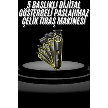 Saç Sakal Şekillendirici Tıraş Makinesi 5 Başlıklı Paslanmaz Çelik Bıçaklı Unısex - Lisinya