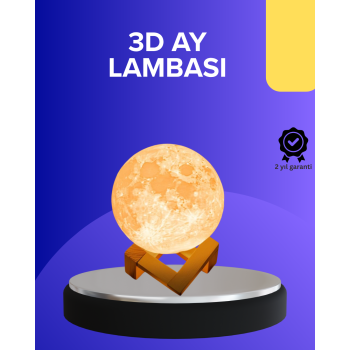 16 Renkli 3D Baskılı Ay Lambası Ahşap Standlı - Lisinya