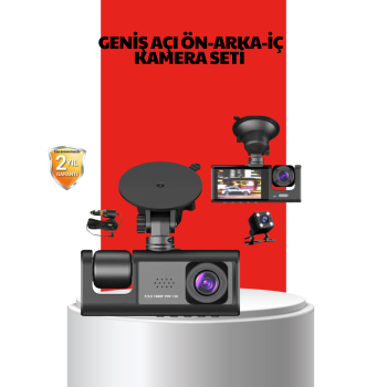 170° Geniş Açı Ön-Arka-İç Kamera Seti – Tam Kapsamlı Araç Güvenliği - Lisinya