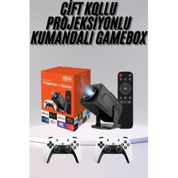 Çift Kollu Game Box Projeksiyon Cihazı Kumandalı Android Tv Dahili Hoparlör - Lisinya