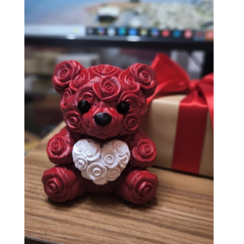 10 cm 3D Kalp Tutan Ayıcık Dekoratif Sevgililer Günü Hediyesi - Lisinya