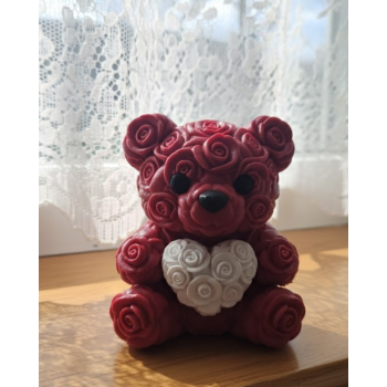 3D Gül Tasarımlı Kalp Ayıcık 10cm Şık Dekoratif Biblo - Lisinya