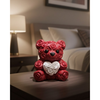 10cm 3D Özel Baskı Kalpli Ayıcık Romantik Hediye Objesi - Lisinya