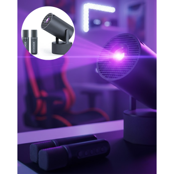 Siyah Android Sistemli Kareoke Projeksiyon 180° Döner Başlıklı - Lisinya